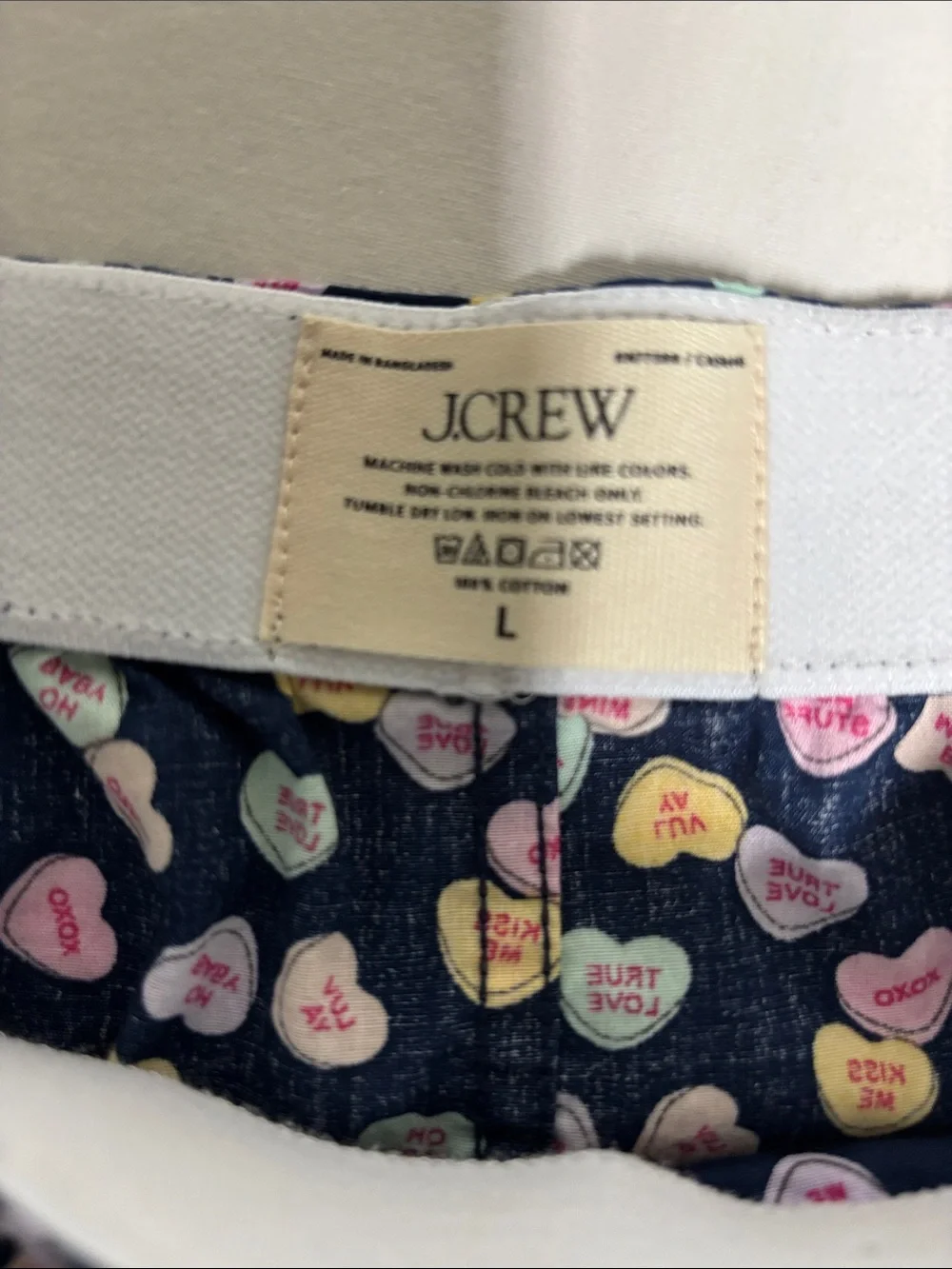 J.Crew Men's Cotton Boxers Conversation Hearts Print Size Large
